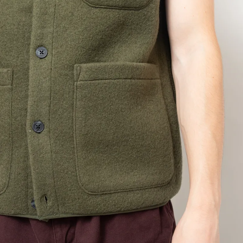 Anerkjendt Akrasmus Boiled Wool Gilet Forest Night-8