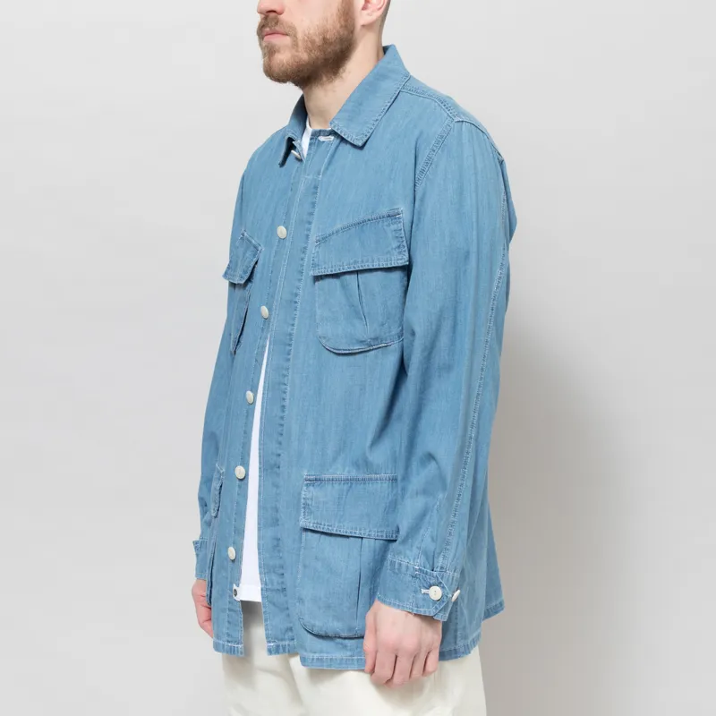 Anerkjendt Akotto Chambray Four Pocket Jacket Medium Blue Denim-1