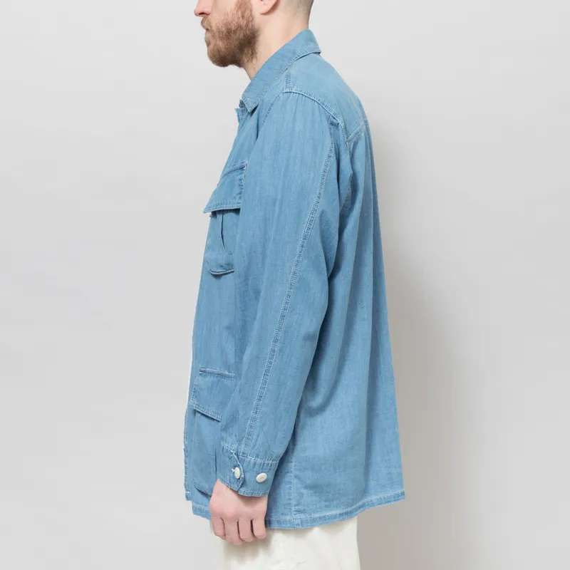 Anerkjendt Akotto Chambray Four Pocket Jacket Medium Blue Denim-2