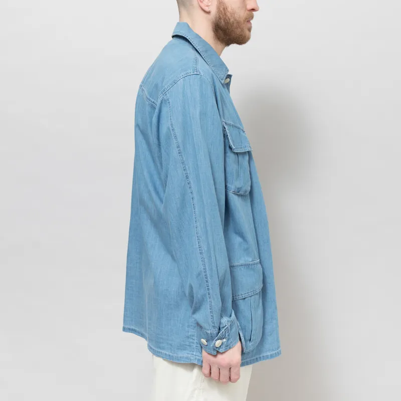 Anerkjendt Akotto Chambray Four Pocket Jacket Medium Blue Denim-4
