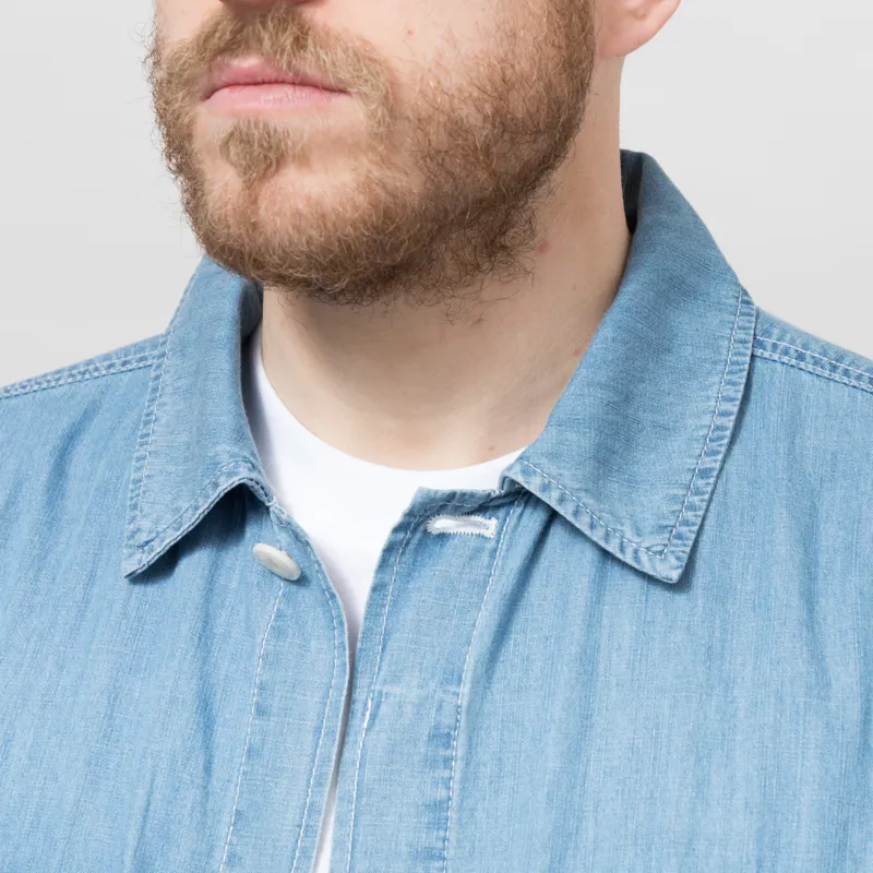 Anerkjendt Akotto Chambray Four Pocket Jacket Medium Blue Denim-5