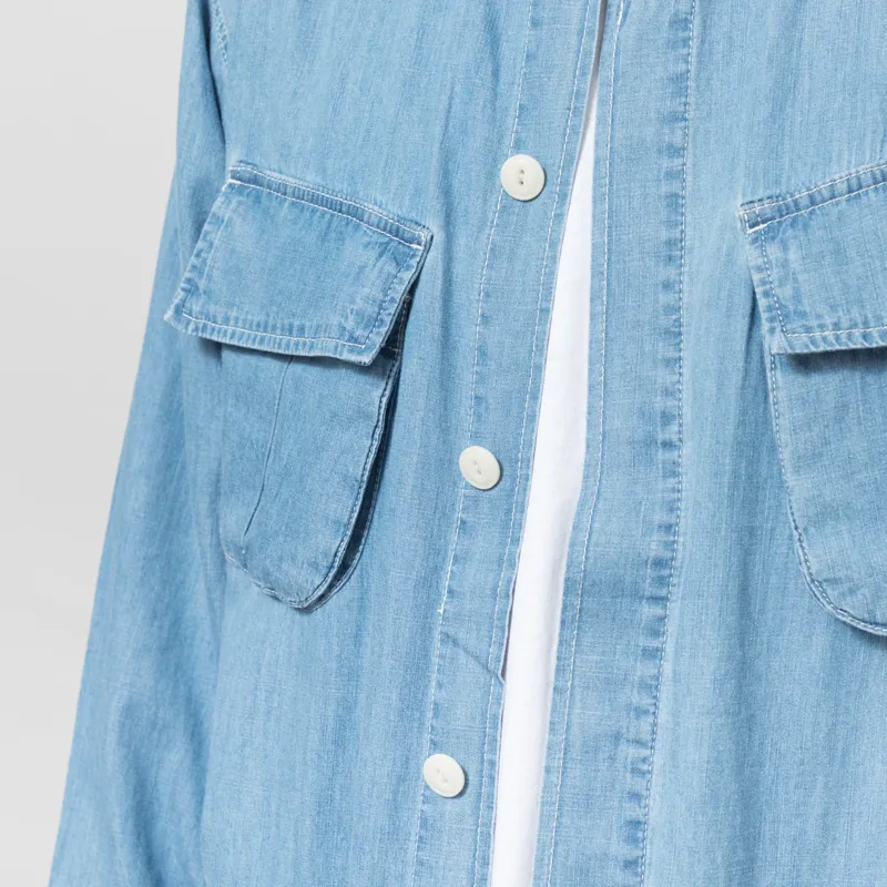 Anerkjendt Akotto Chambray Four Pocket Jacket Medium Blue Denim-6