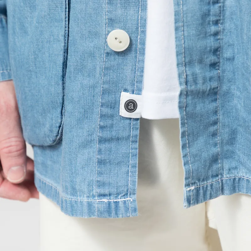 Anerkjendt Akotto Chambray Four Pocket Jacket Medium Blue Denim-9