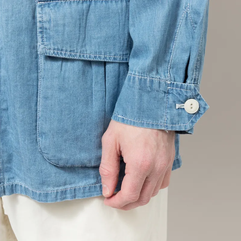 Anerkjendt Akotto Chambray Four Pocket Jacket Medium Blue Denim-8