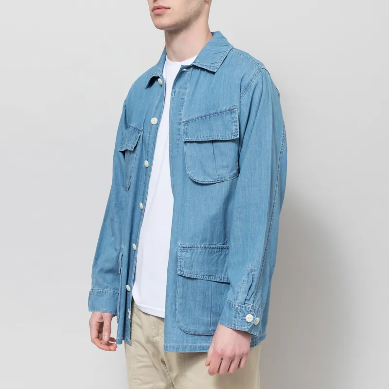 Anerkjendt Akotto Chambray Four Pocket Jacket Medium Blue Denim-1