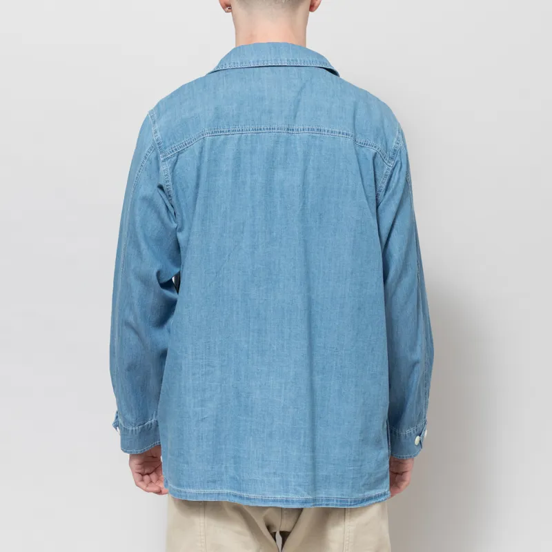Anerkjendt Akotto Chambray Four Pocket Jacket Medium Blue Denim-2