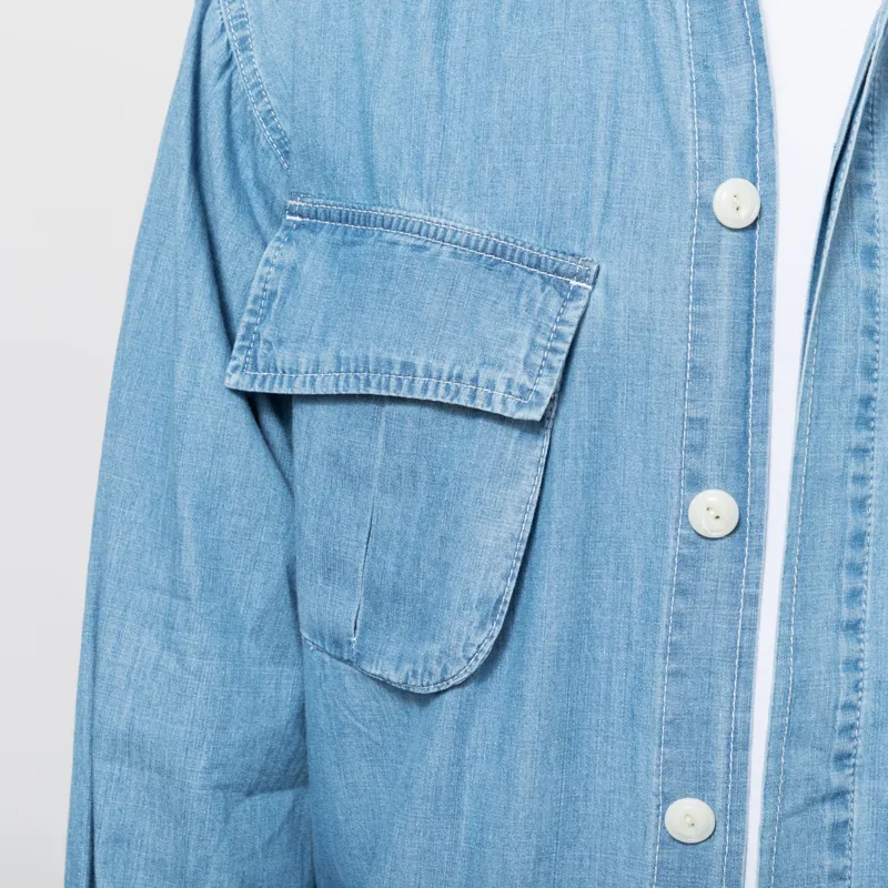 Anerkjendt Akotto Chambray Four Pocket Jacket Medium Blue Denim-5
