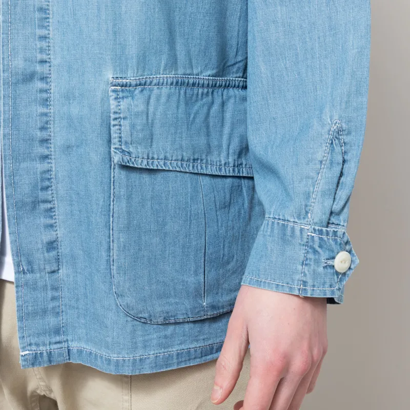 Anerkjendt Akotto Chambray Four Pocket Jacket Medium Blue Denim-7