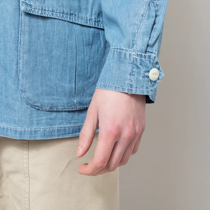 Anerkjendt Akotto Chambray Four Pocket Jacket Medium Blue Denim-8