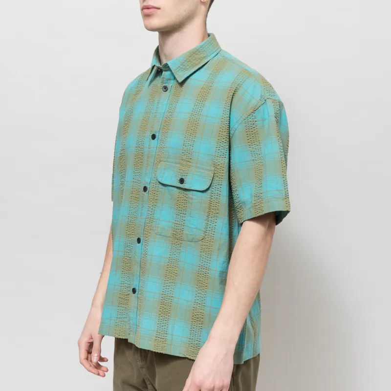 Anerkjendt Akotto Seersucker Shirt Teal-1