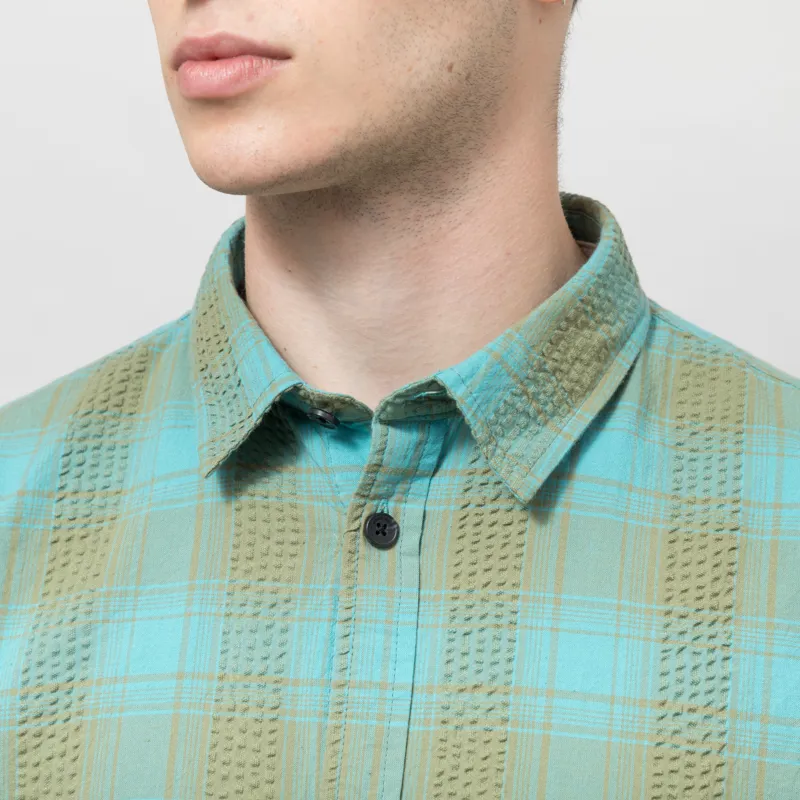 Anerkjendt Akotto Seersucker Shirt Teal-3