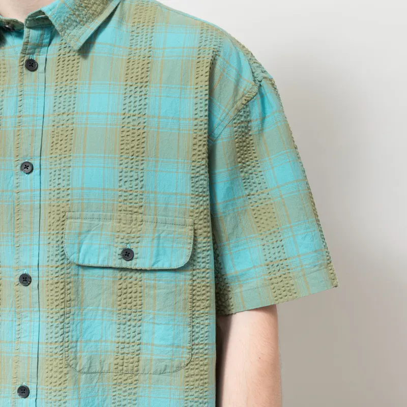 Anerkjendt Akotto Seersucker Shirt Teal-4