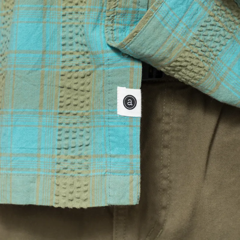 Anerkjendt Akotto Seersucker Shirt Teal-7
