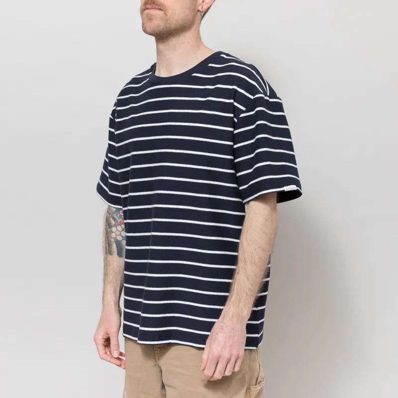 Anerkjendt Akvillads Structure Stripe T Shirt Sky Captain-1