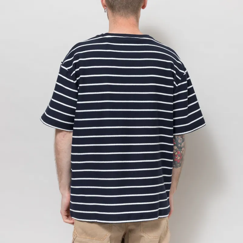 Anerkjendt Akvillads Structure Stripe T Shirt Sky Captain-3