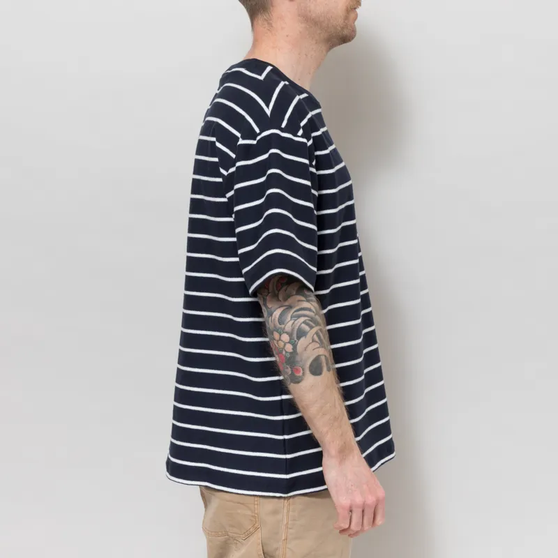 Anerkjendt Akvillads Structure Stripe T Shirt Sky Captain-4