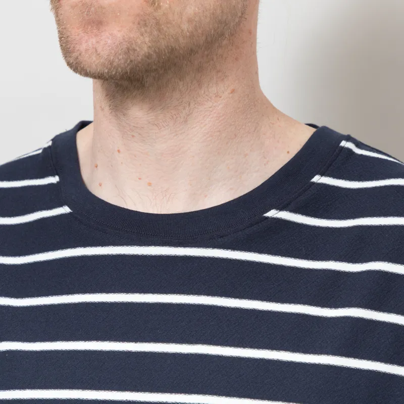Anerkjendt Akvillads Structure Stripe T Shirt Sky Captain-5