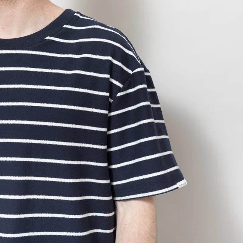 Anerkjendt Akvillads Structure Stripe T Shirt Sky Captain-6