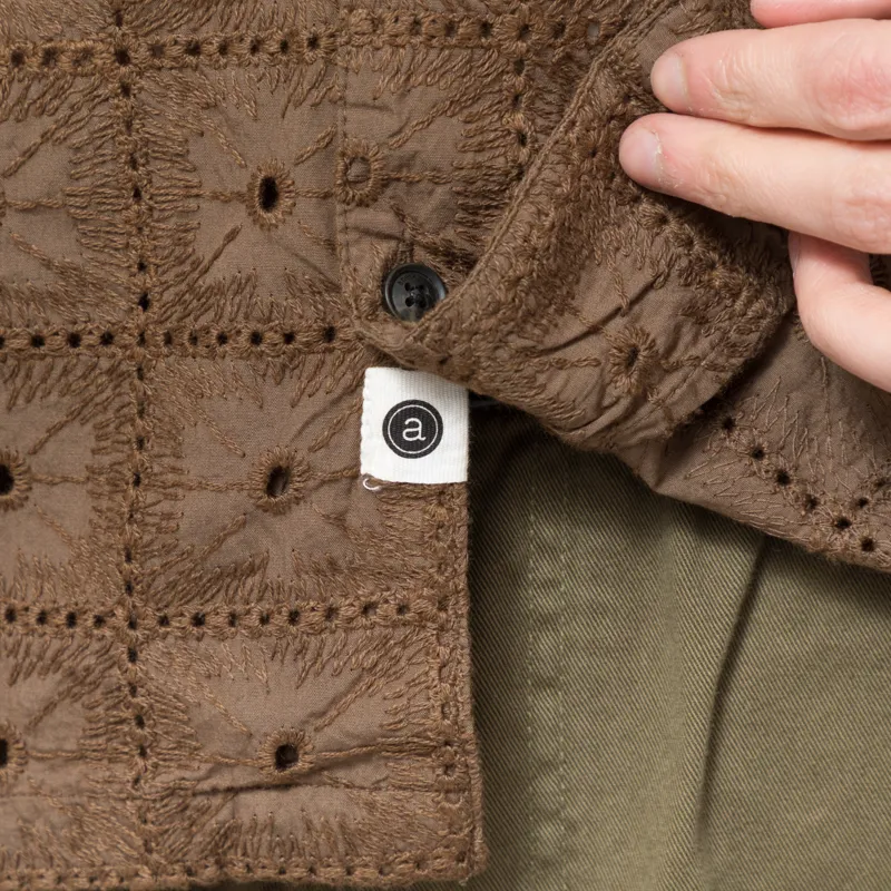 Anerkjendt Akleander Lace Embroidered Shirt Teak-6