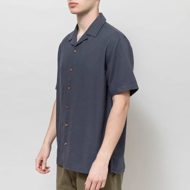 Anerkjendt Akleo Cot/Linen/Vis Shirt Blue Indigo-1