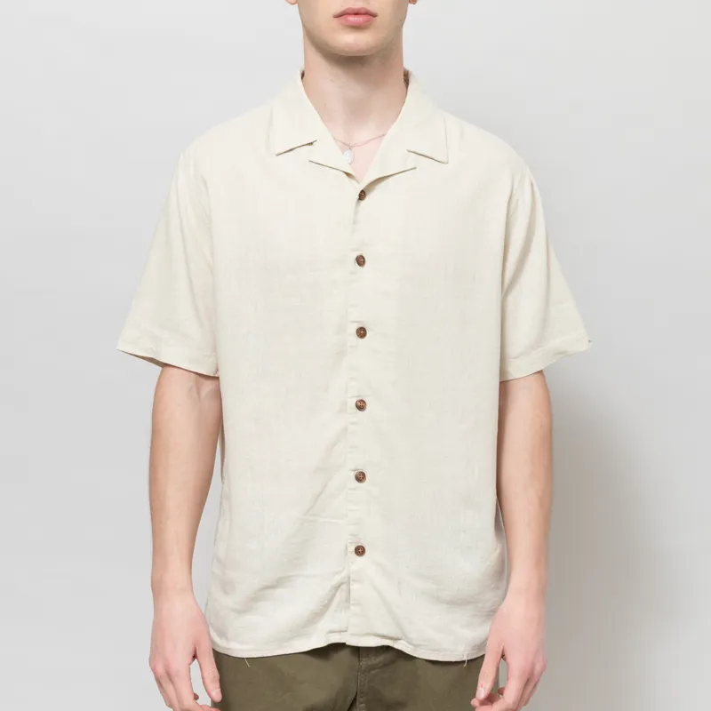 Anerkjendt Akleo Cot/Linen/Vis Shirt Brown Rice Melange