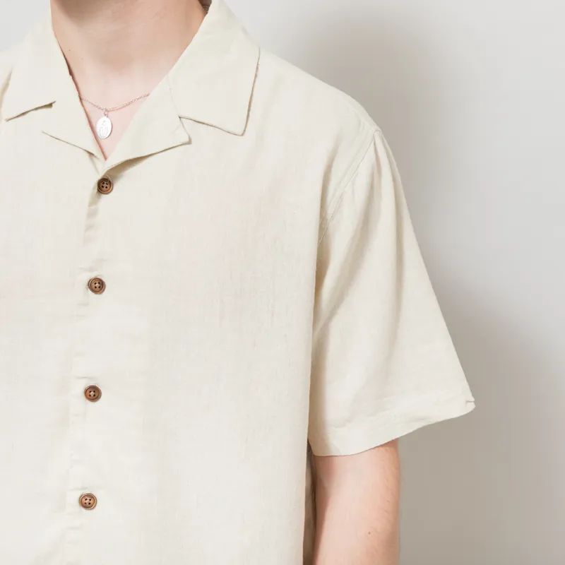 Anerkjendt Akleo Cot/Linen/Vis Shirt Brown Rice Melange-3