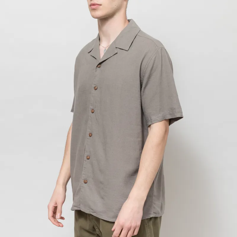 Anerkjendt Akleo Cot/Linen/Vis Shirt Grey Flannel-1
