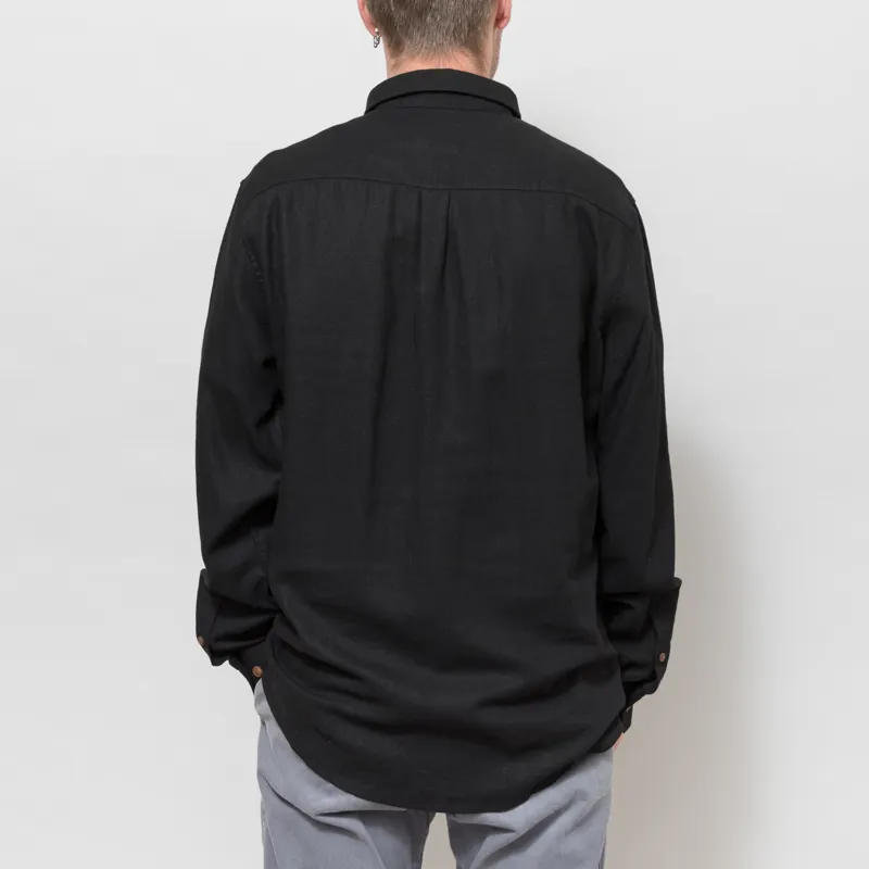 Anerkjendt Akleo Cot/Linen/Vis Long Sleeve Shirt Caviar-2