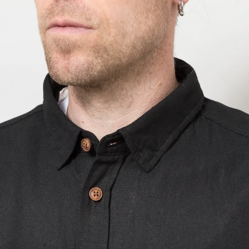 Anerkjendt Akleo Cot/Linen/Vis Long Sleeve Shirt Caviar-3
