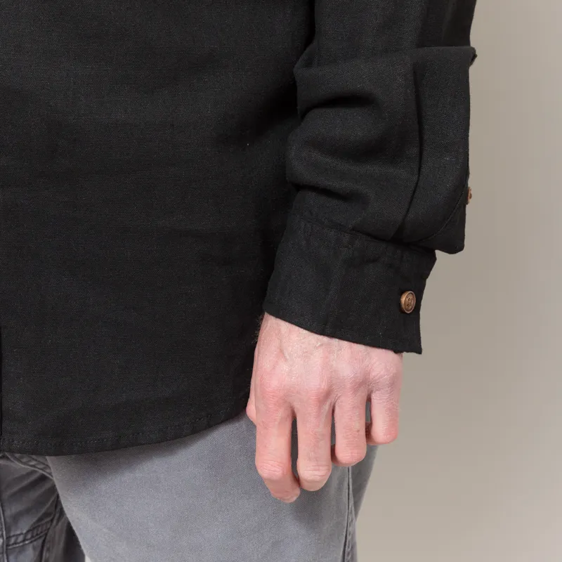 Anerkjendt Akleo Cot/Linen/Vis Long Sleeve Shirt Caviar-6