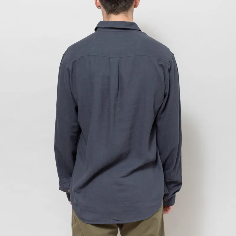 Anerkjendt Akleo Cot/Linen/Vis Long Sleeve Shirt Blue Indigo-2