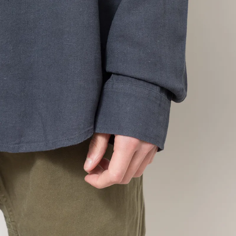 Anerkjendt Akleo Cot/Linen/Vis Long Sleeve Shirt Blue Indigo-5