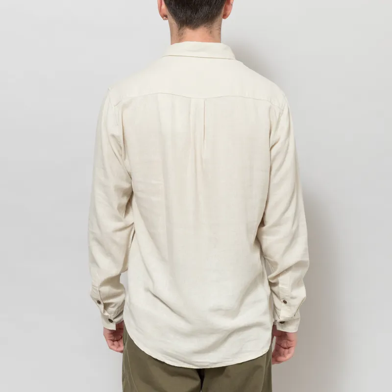 Anerkjendt Akleo Cot/Linen/Vis Long Sleeve Shirt Brown Rice Melange-2