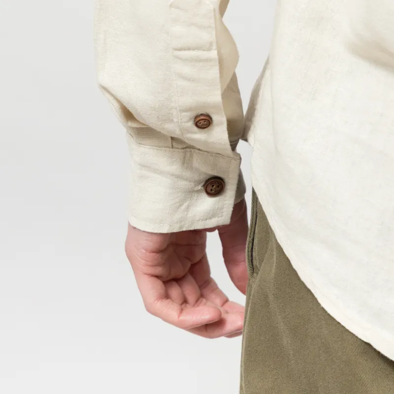 Anerkjendt Akleo Cot/Linen/Vis Long Sleeve Shirt Brown Rice Melange-7