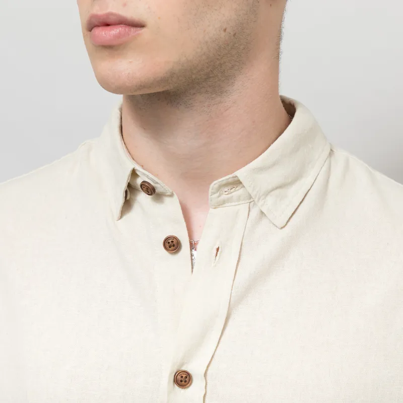 Anerkjendt Akleo Cot/Linen/Vis Long Sleeve Shirt Brown Rice Melange-3