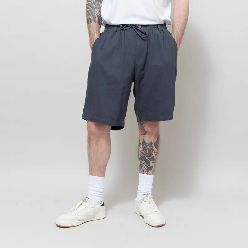 Anerkjendt Akjames Cot/Linen/Vis ELA Shorts Blue Indigo