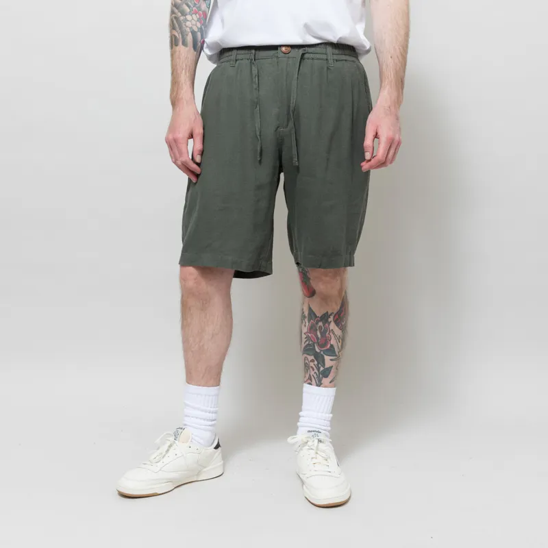 Anerkjendt Akjames Cot/Linen/Vis ELA Shorts Forest Green