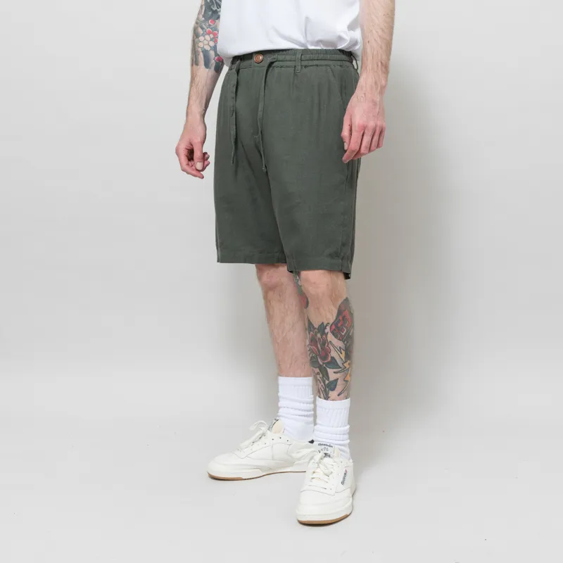 Anerkjendt Akjames Cot/Linen/Vis ELA Shorts Forest Green-1