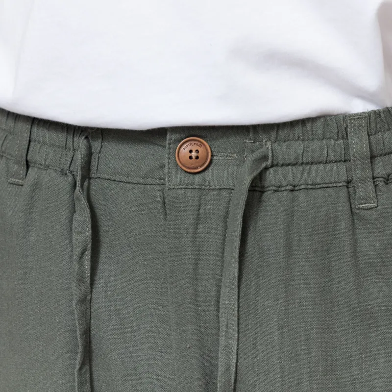 Anerkjendt Akjames Cot/Linen/Vis ELA Shorts Forest Green-3