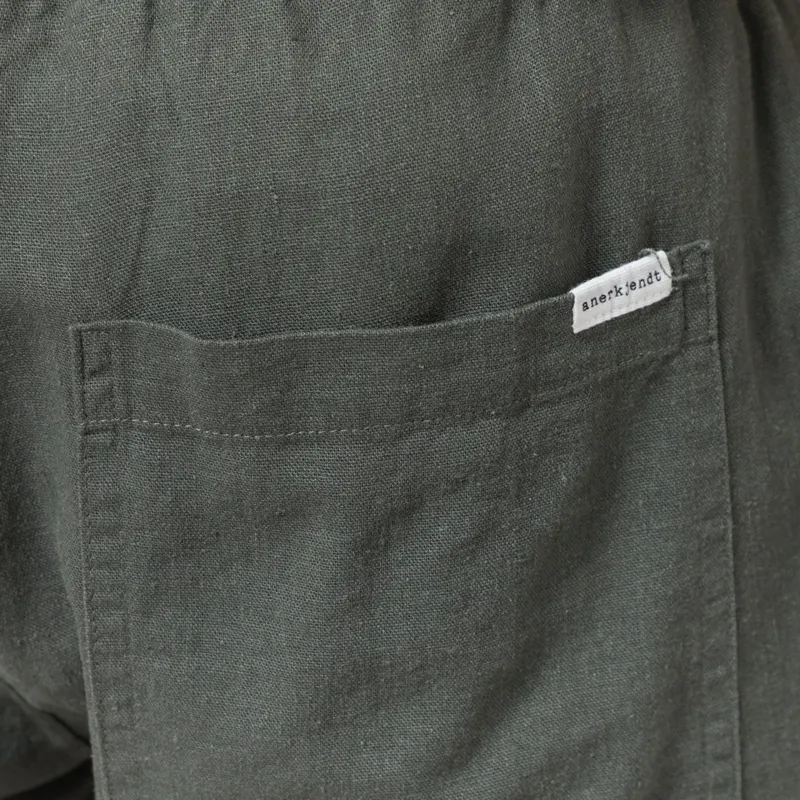 Anerkjendt Akjames Cot/Linen/Vis ELA Shorts Forest Green-5