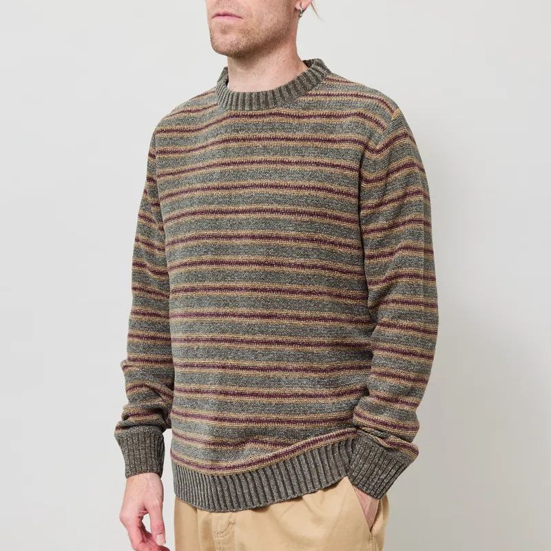 Anerkjendt Aksune Chenille Stripe Knit Forest Night-1