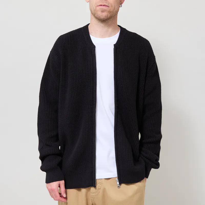 Anerkjendt Aksinus Bomber Knit Cardigan Caviar-1