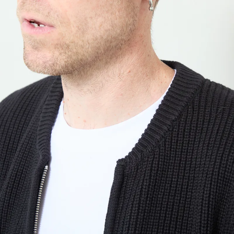 Anerkjendt Aksinus Bomber Knit Cardigan Caviar-4