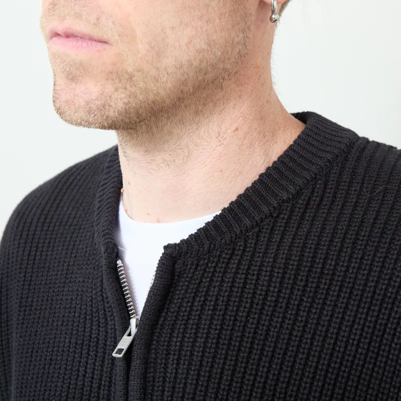 Anerkjendt Aksinus Bomber Knit Cardigan Caviar-3