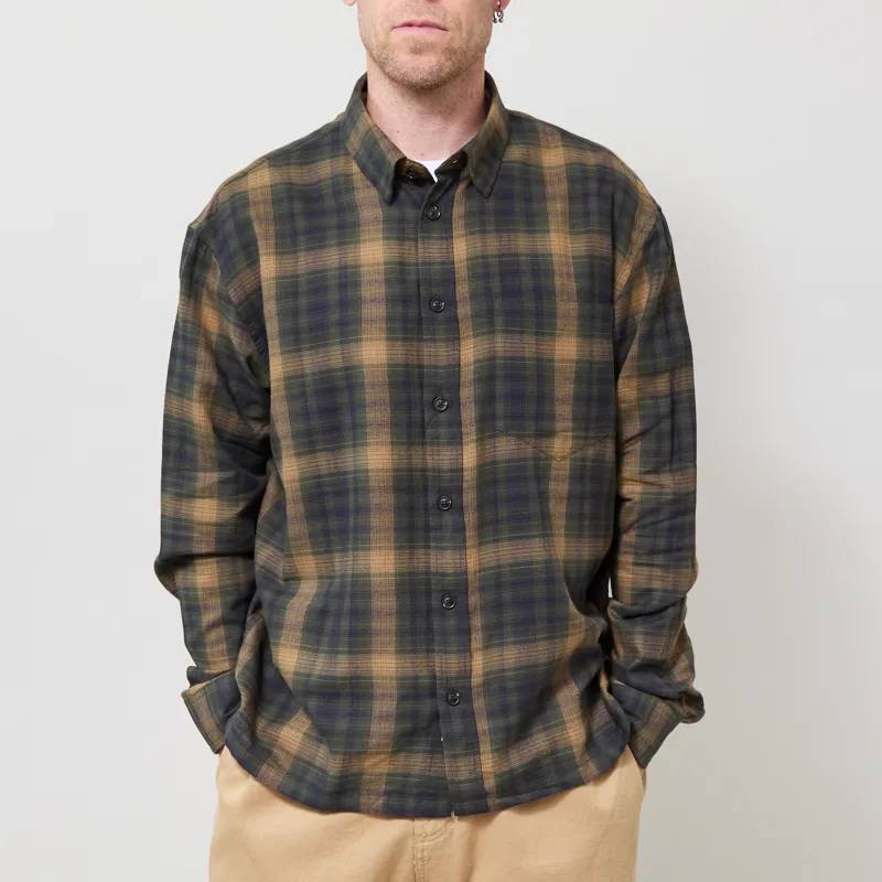 Anerkjendt Akotto Flannel Check Shirt Forest Night