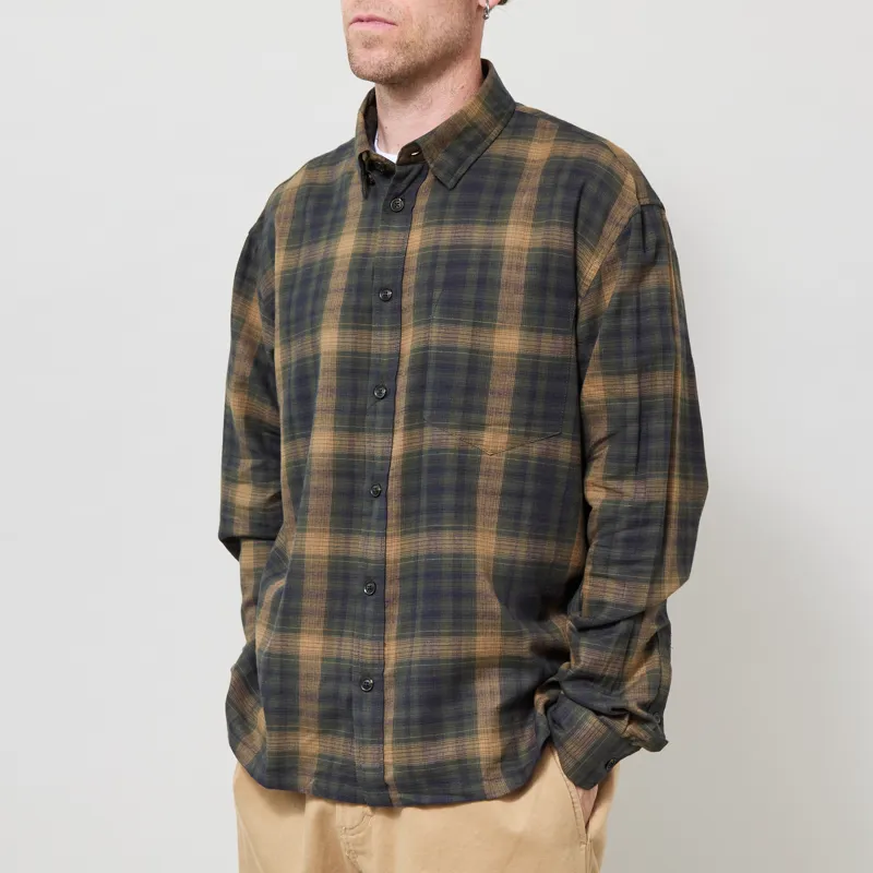Anerkjendt Akotto Flannel Check Shirt Forest Night-1