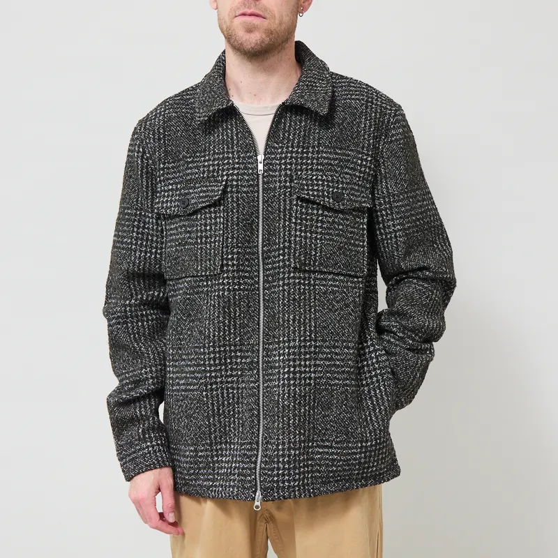 Anerkjendt Akhanky Wool Check Overshirt Forest Night