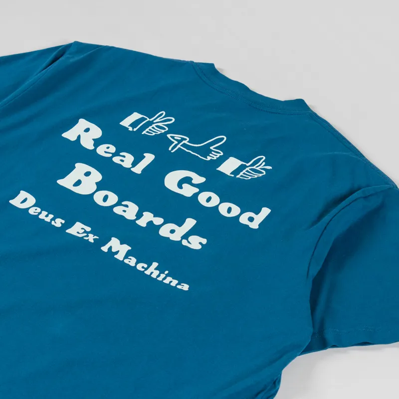 Deus Ex Machina Real Good T Shirt Moroccan Blue-4