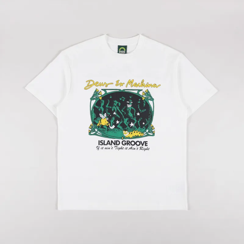 Deus Ex Machina Island Groove T Shirt Vintage White-1