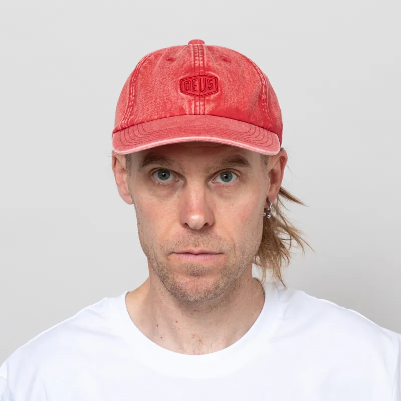 Deus Ex Machina Shield Garment Dyed Cap Lava Falls Red-1
